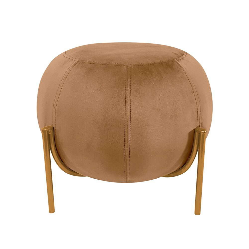 Taburete de Gamuza con Patas de Metal - Café