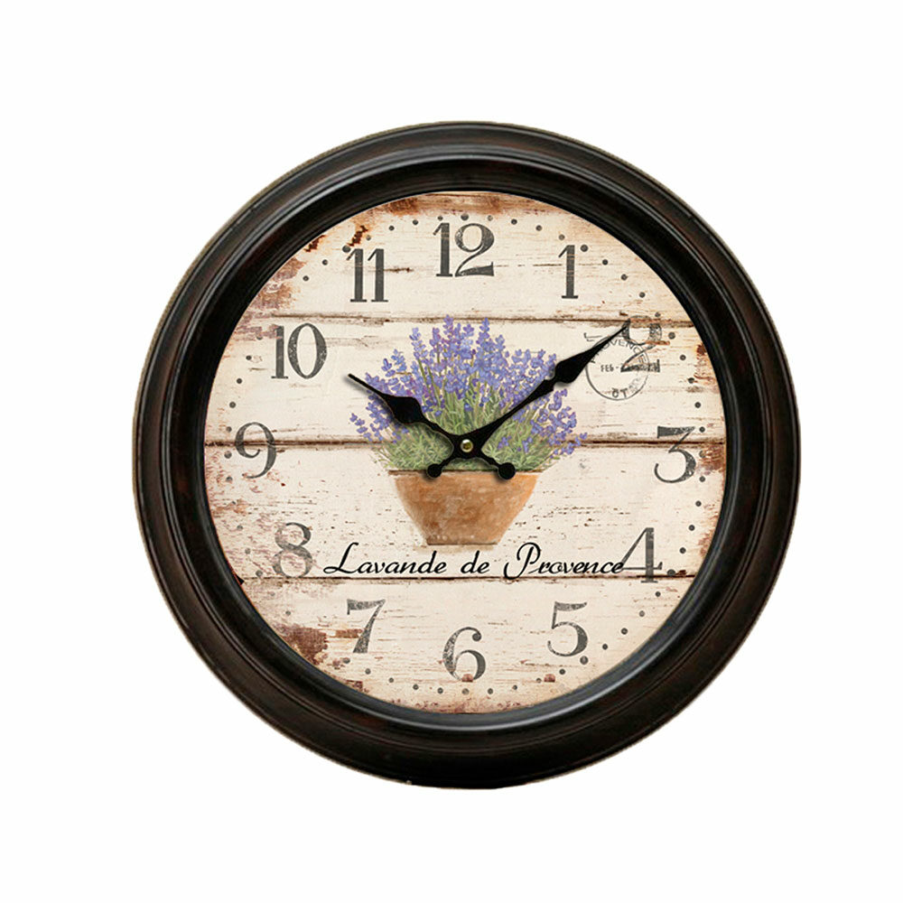 Reloj De Pared  Con Marco Negro De  Metal