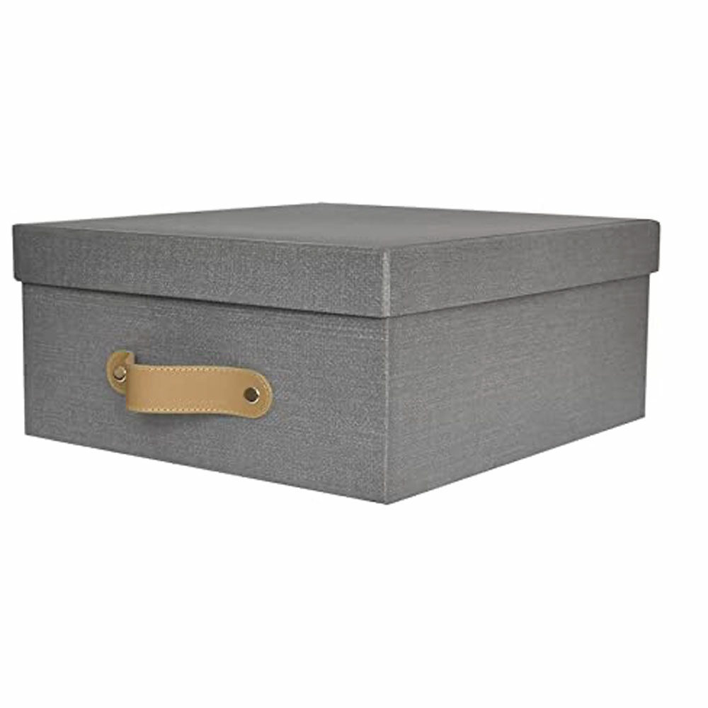 Caja Organizadora 23X30X12 Gris Lino Herraje Beige