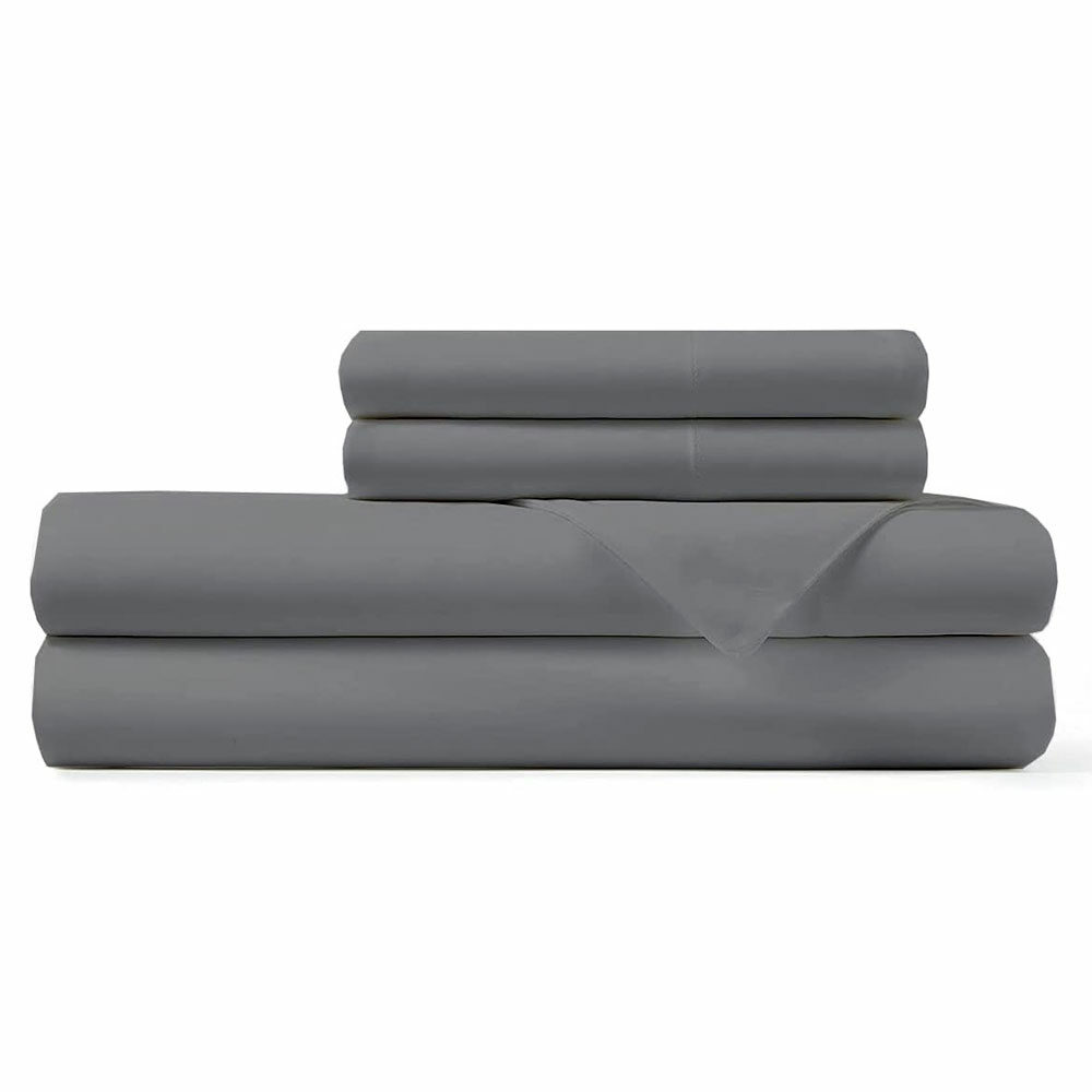 Juego De Sabanas Polux De Microfibra Gris Queen Size