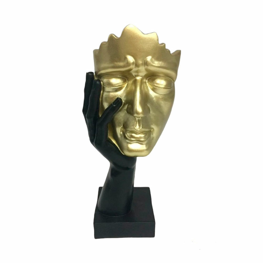 Figura De Cara Sobre Mano, Color Dorado