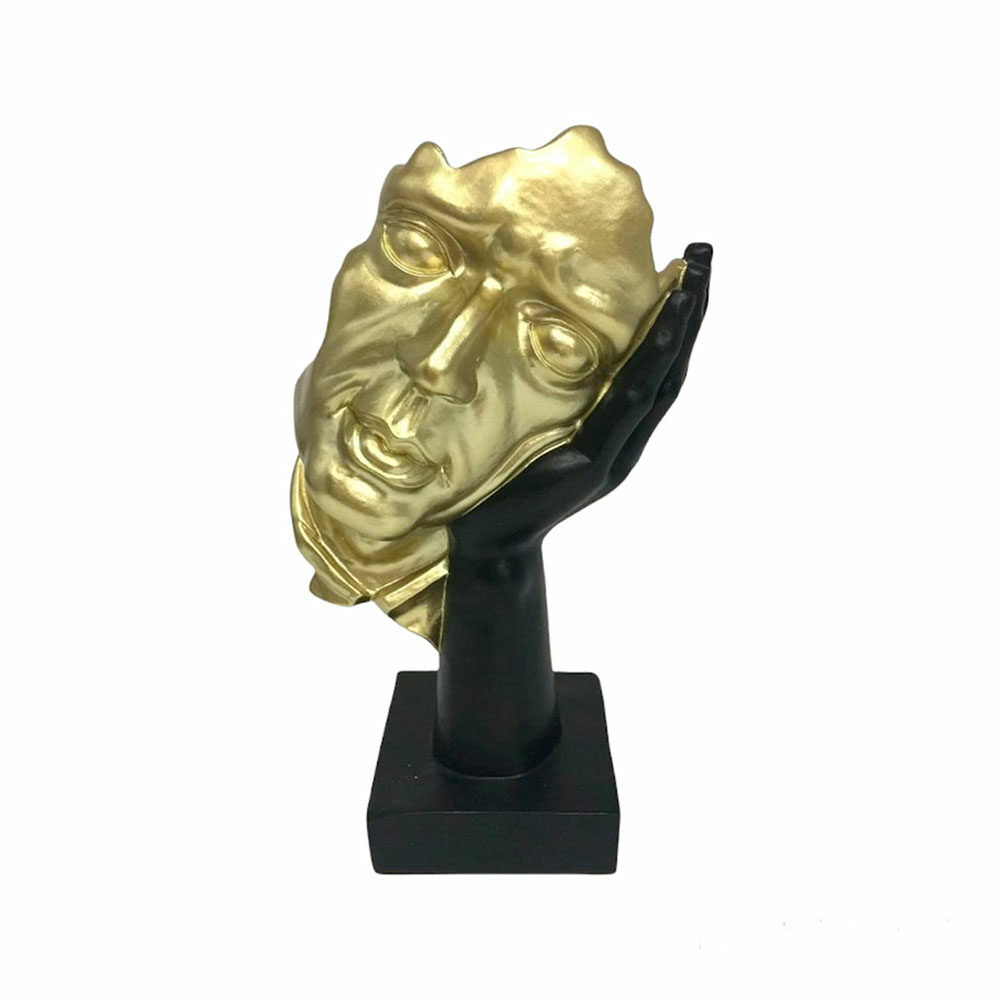 Figura De Cara Sobre Mano, Color Dorado