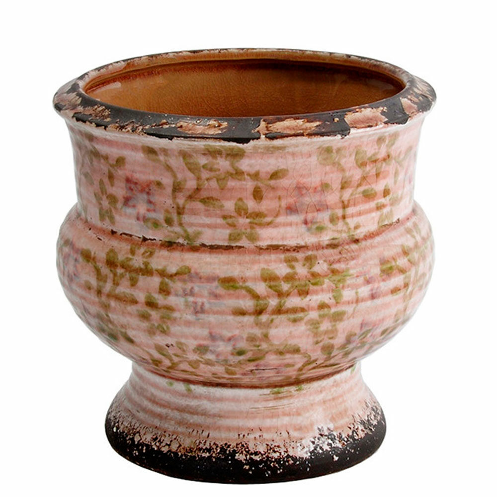 Jarron De Ceramica Color Rosa Y Dorado