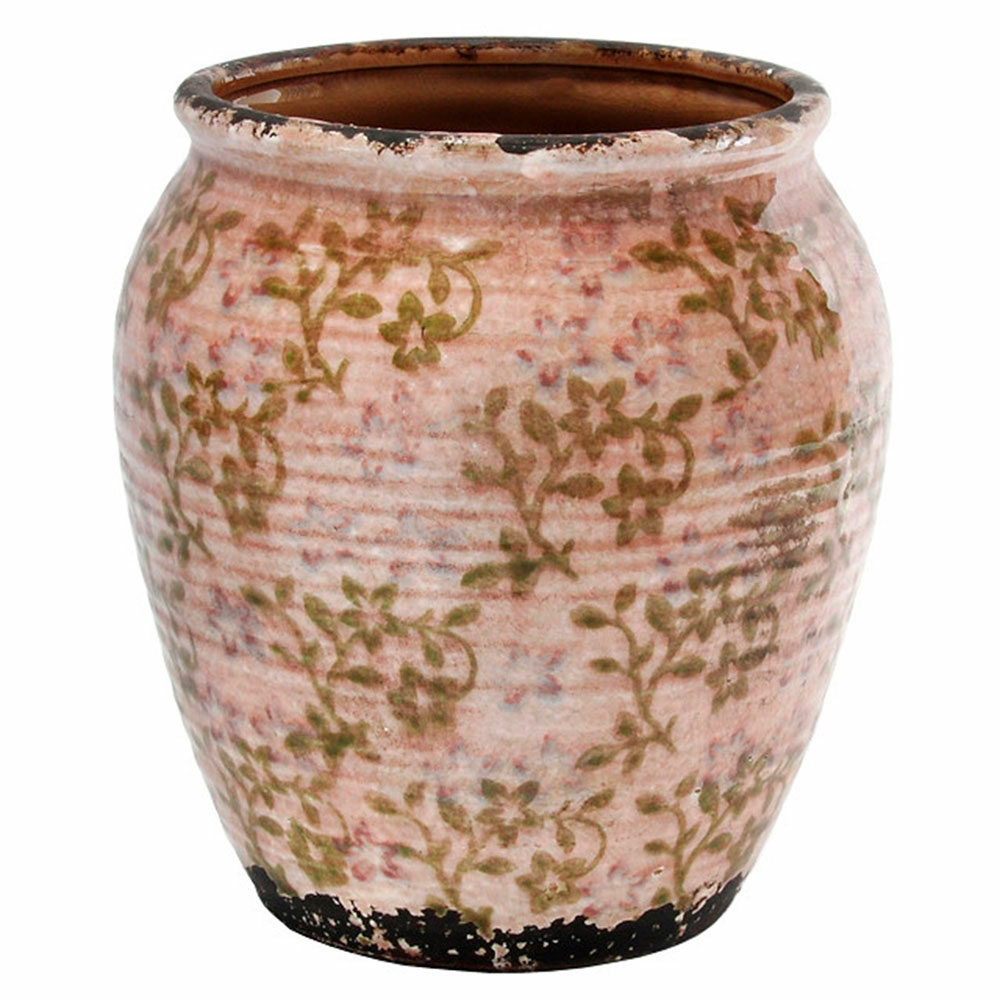 Jarron De Ceramica Color Rosa Y Dorado
