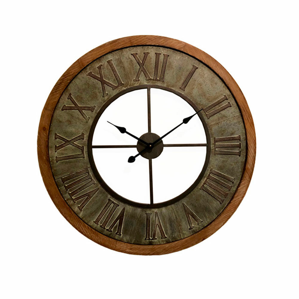 Reloj De Madera Con Marco De Metal