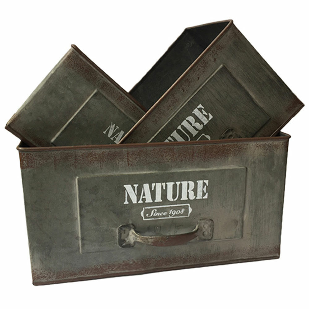 Juego De 3 Portamaceteros Cuadrados De Metal Nature
