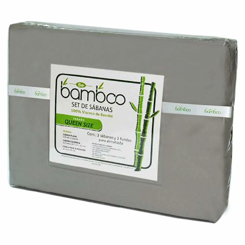 Juego De Sabanas 100% Bambu King Size Plata