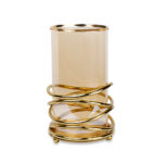 Florero De Vidrio Entrelazado Con Hilos De Metal 12.8X28 Cm