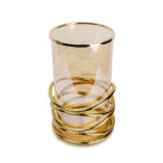 Florero De Vidrio Entrelazado Con Hilos De Metal 12.8X28 Cm - Imagen 2