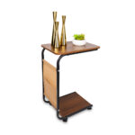 Mesa Auxiliar Rectangular 40X38.5X62 Cm De Madera Con Metal