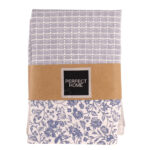 Juego de 4 Manteles Individuales con Estampado de Flores y Cuadros Azules