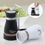 Juego De Salero Y Pimentero Blanco Y Negro De Acero Con Vidrio - Imagen 4