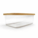 Mantequillera Transparente Con Tapa De Bamboo