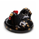 Canasta Para Huevos En Forma De Gallina Negra De Ceramica Y Metal 16X19 Cm - Imagen 2