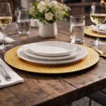 Plato Base Redondo De Plastico Dorado 33X33 Cm - Imagen 3