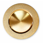 Plato Base Redondo De Plastico Dorado 33X33 Cm