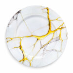 Plato Base Redondo De Plastico Blanco Craquelado 33X33 Cm