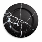 Plato Base Redondo De Plastico Negro Craquelado 33X33 Cm