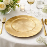 Plato Base Redondo De Plastico Dorado Craquelado 33X33 Cm - Imagen 3