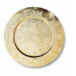 Plato Base Redondo De Plastico Dorado Craquelado 33X33 Cm