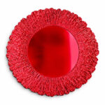 Plato Base Redondo De Plastico Rojo Ondulado 33X33 Cm