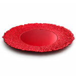 Plato Base Redondo De Plastico Rojo Ondulado 33X33 Cm - Imagen 2