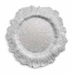 Plato Base Redondo De Plastico Plateado Ondulado 33X33 Cm - Imagen 2