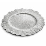 Plato Base Redondo De Plastico Plateado Ondulado 33X33 Cm