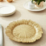 Plato Base Redondo De Plastico Dorado Ondulado 33X33 Cm - Imagen 3