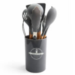 Juego De 12 Accesorios De Cocina Gris De Madera Con Silicon - Imagen 6