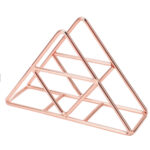 Servilletero Triangulo De Metal Rosa 17X11 Cm