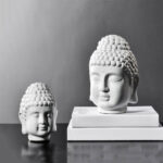 Accesorio Decorativo  Cabeza De Buda Blanca 15X14X20.5 Cm En Ceramica - Imagen 2