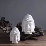 Accesorio Decorativo  Cabeza De Buda Blanca 15X14X20.5 Cm En Ceramica - Imagen 3