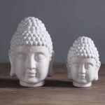 Accesorio Decorativo  Cabeza De Buda Blanca 15X14X20.5 Cm En Ceramica - Imagen 4