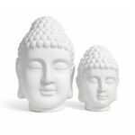 Accesorio Decorativo  Cabeza De Buda Blanca 15X14X20.5 Cm En Ceramica