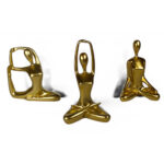 Accesorio Decorativo 3 Piezas Mujer Haciendo Yoga Dorado