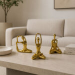 Accesorio Decorativo 3 Piezas Mujer Haciendo Yoga Dorado - Imagen 2
