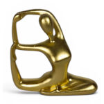 Accesorio Decorativo 3 Piezas Mujer Haciendo Yoga Dorado - Imagen 3