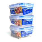 Set de 3 Piezas Contenedor Cuadrado con Tapa 200 ml
