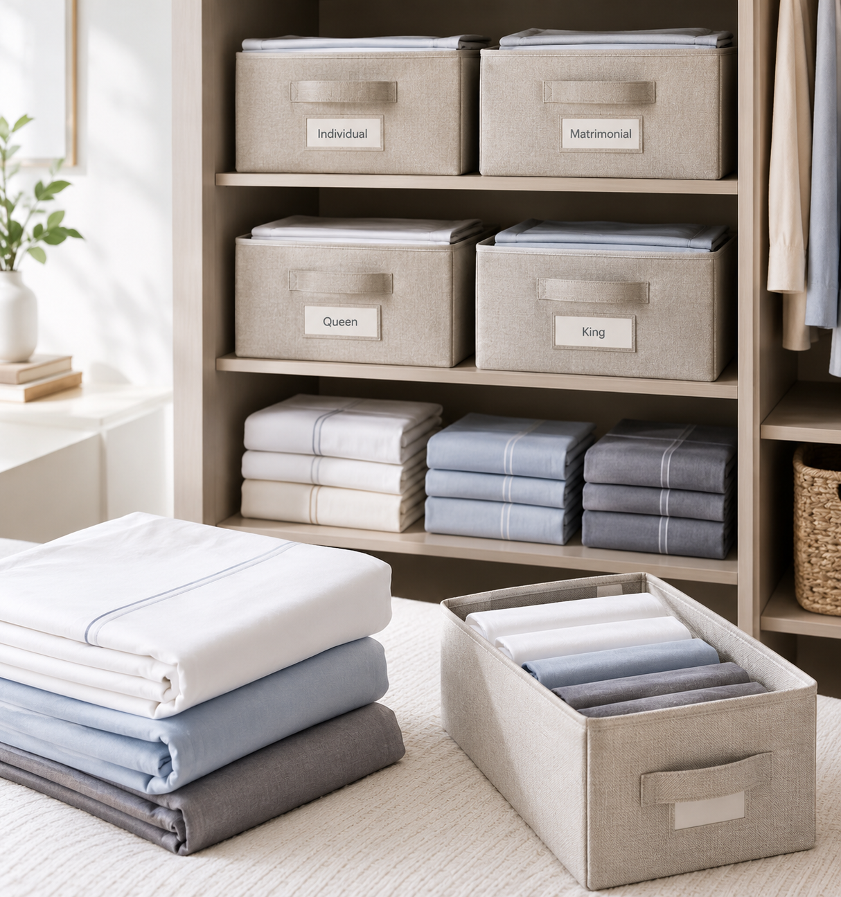 Closet de blancos bien organizado