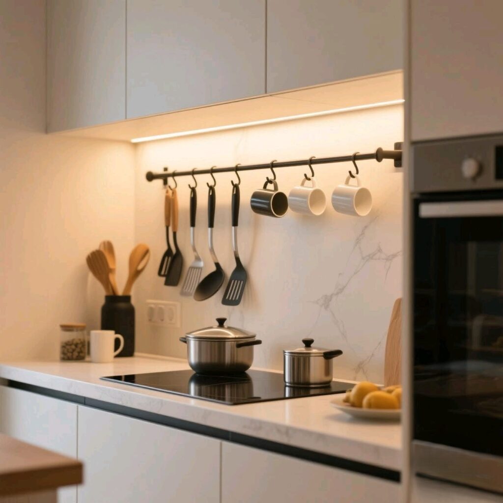 Cocina y ganchos utensilios