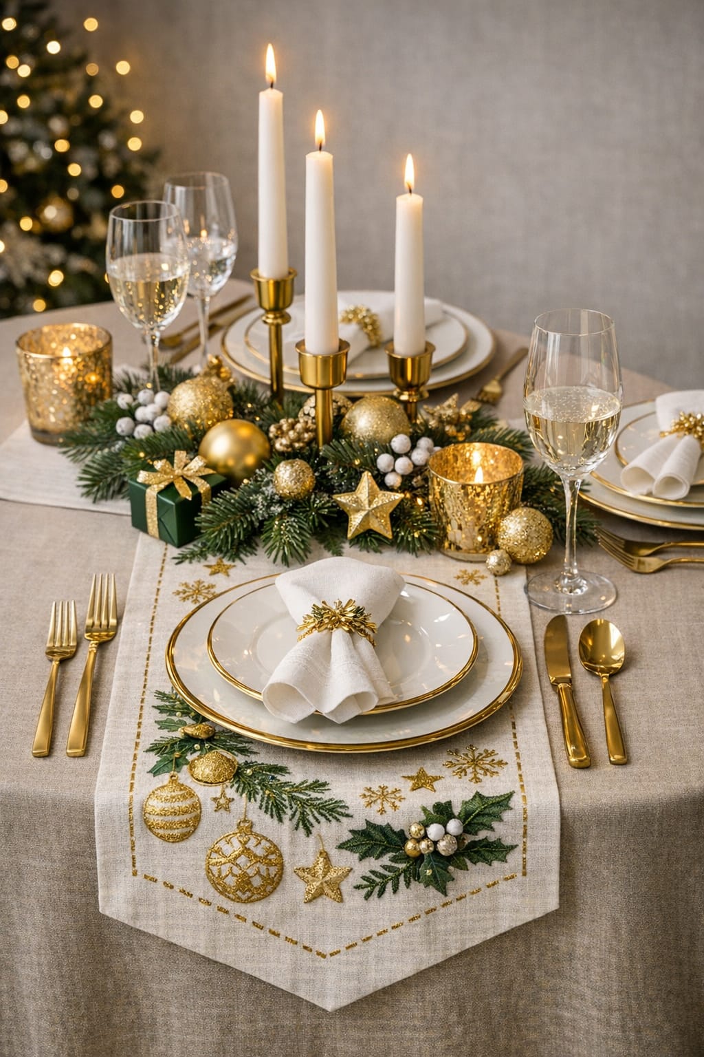 mesa elegante para navidad
